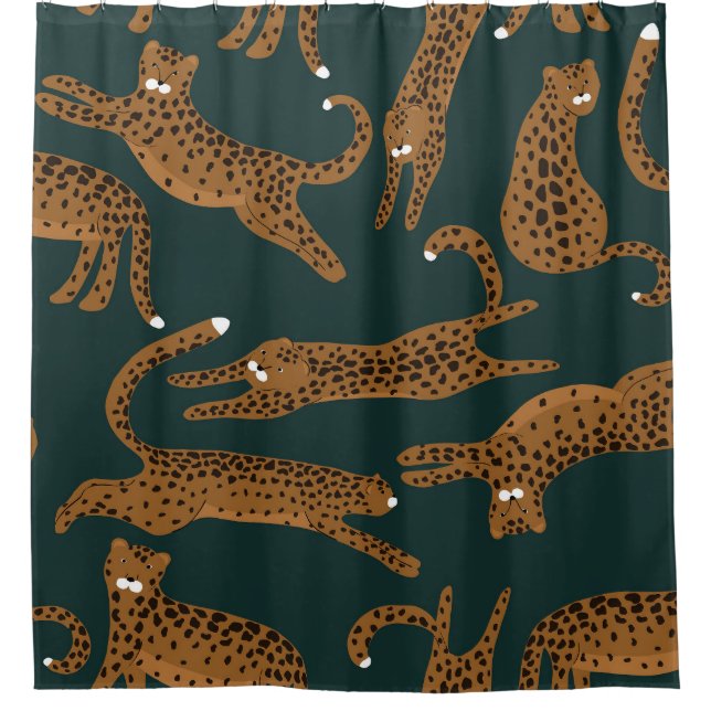 Leopard Jungle: Animal Print Vintage. Shower Curtain (Front)