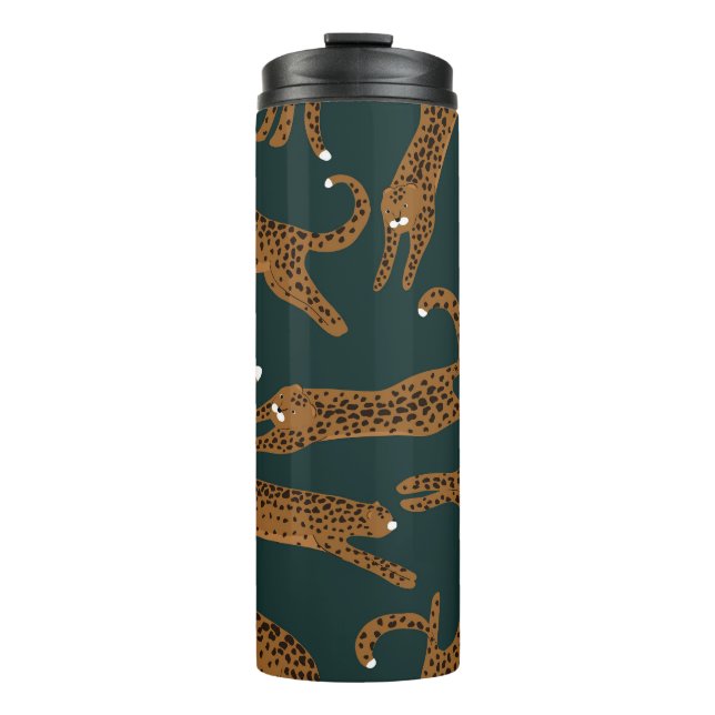 Leopard Jungle: Animal Print Vintage. Thermal Tumbler (Front)