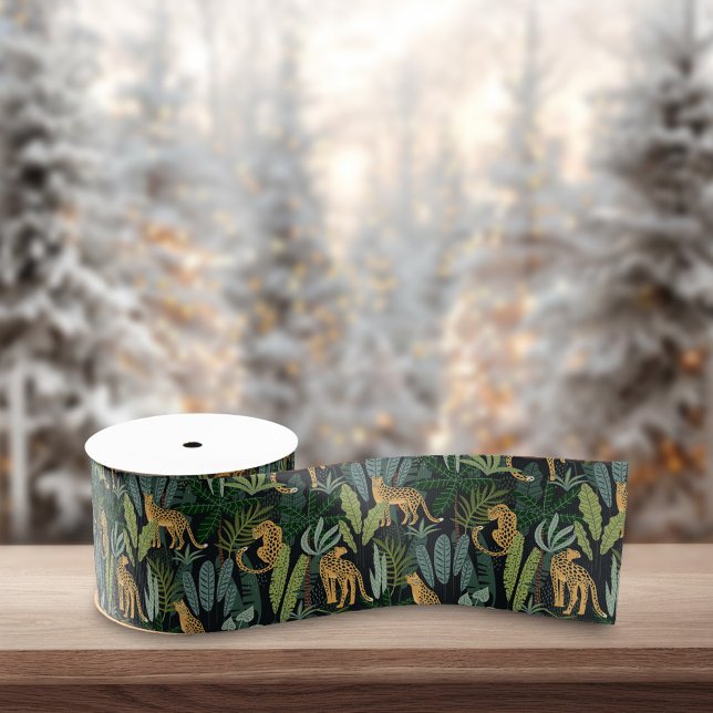 Leopard Jungle Forest Illustration Seamless  Grosgrain Ribbon (Creator Uploaded)