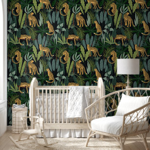 Leopard Jungle Forest Illustration Seamless  Wallpaper