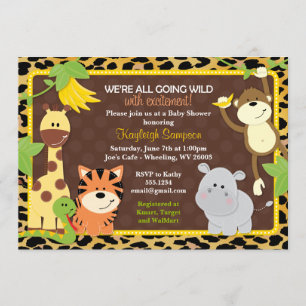 Leopard Jungle Friends Baby Shower Invitations
