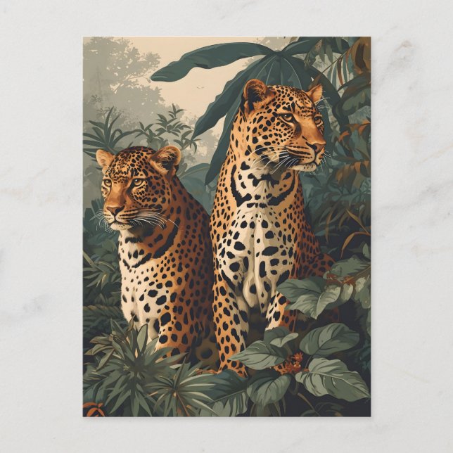 Leopard Jungle: Vintage Postcard (Front)