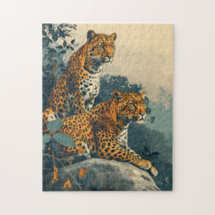 Leopard Jungle: Vintage Postcard Jigsaw Puzzle