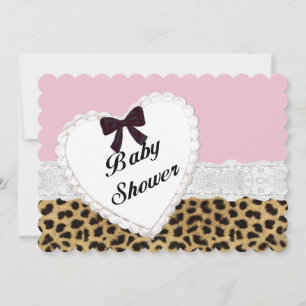 Leopard Lace Heart Baby Shower Invitation
