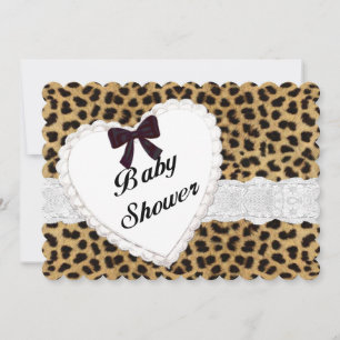 Leopard Lace Heart Baby Shower Invitation