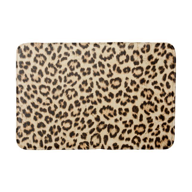 Leopard Leather Print Pattern Monogram Bath Mat (Front)