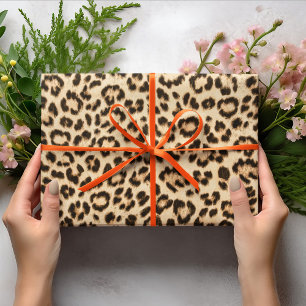Leopard Leather Print Pattern Monogram Wrapping Paper