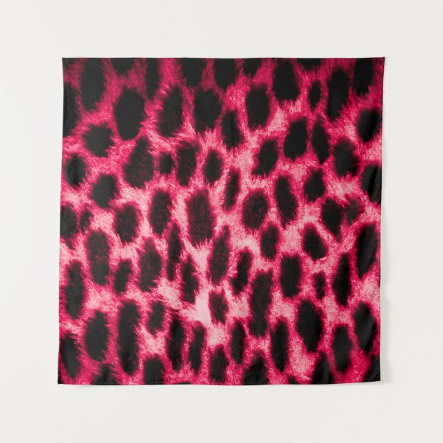 Leopard Leather: Red-Black Texture. Tapestry (Front)