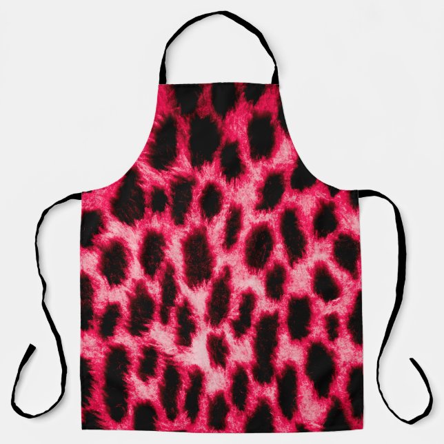 Leopard leather texture with black and red colours apron (Front)
