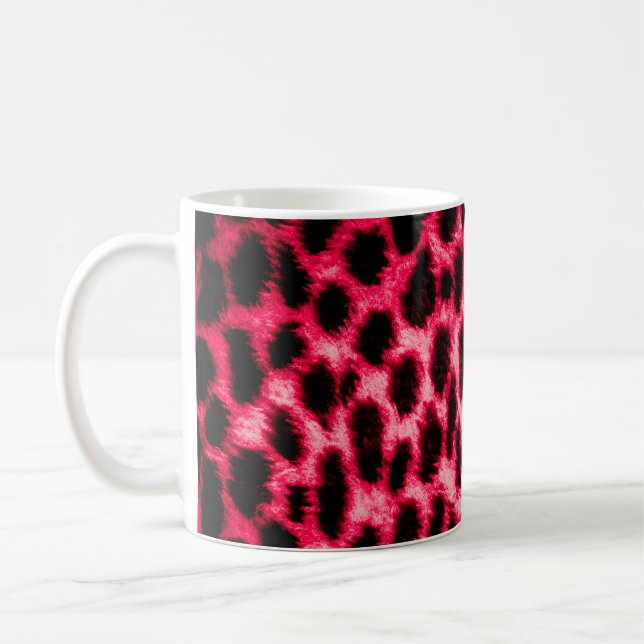 Leopard leather texture with black and red colours coffee mug (Left)
