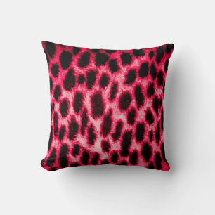 Leopard leather texture with black and red colours cushion