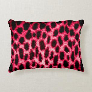 Leopard leather texture with black and red colours decorative cushion