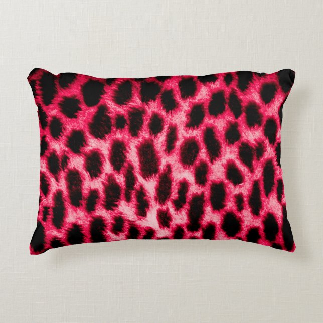 Leopard leather texture with black and red colours decorative cushion (Front)