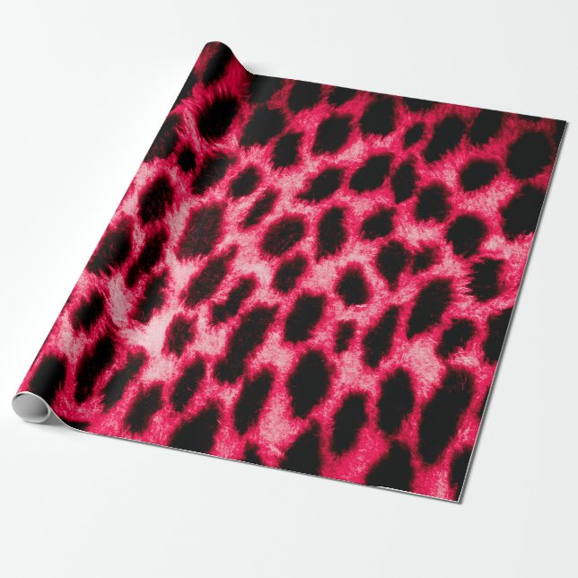 Leopard leather texture with black and red colours wrapping paper (Unrolled)