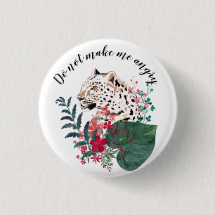 Leopard, leopard muzzle, floral , Botanical 3 Cm Round Badge