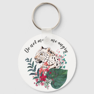 Leopard, leopard muzzle, floral , Botanical, Key Ring