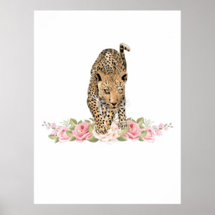 Leopard, Leopard Rose, Leopard Flower Poster