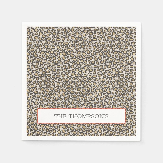 Leopard Linen Monogram Chic Safari Animal Print Napkin (Front)