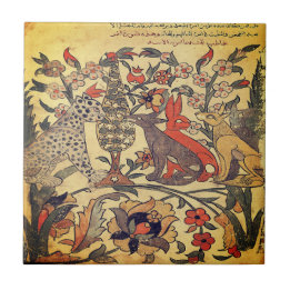 Leopard Lion Judges Indian Renaissance Fable Tile