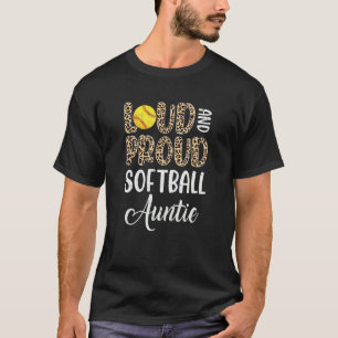 Leopard Loud Proud American Softball Auntie Family T-Shirt