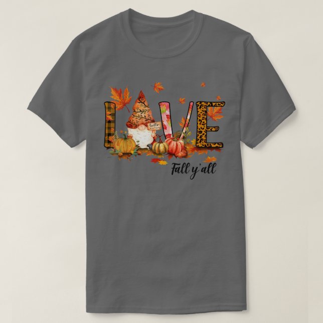 Leopard Love Fall Y'all Funny Autumn Pumpkin Fall  T-Shirt (Design Front)