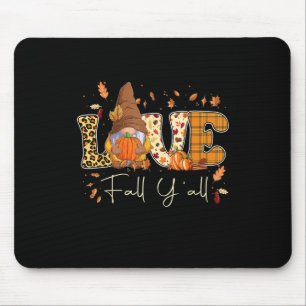 Leopard Love Fall Y'all Gnome Gnomies Pumpkin Hall Mouse Mat