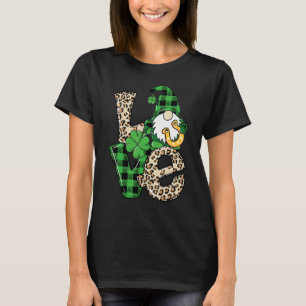 Leopard Love Gnome Lucky Shamrock St Patrick's Day T-Shirt