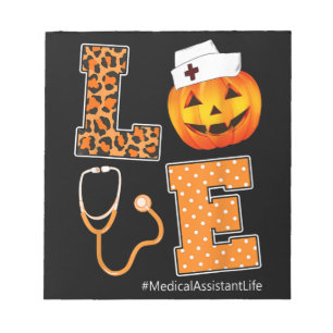 Leopard Love Medical Assistant Halloween Pumpkin Notepad