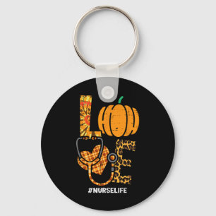 Leopard Love Nurse Life Thanksgiving Scrub Top Fal Key Ring