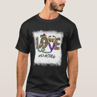 Leopard Love PACU Life Stethoscope Nurse Mardi Gra T-Shirt