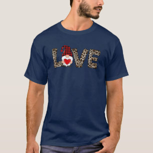 Leopard Love Valentine With Gnomie Hoding Heart Co T-Shirt