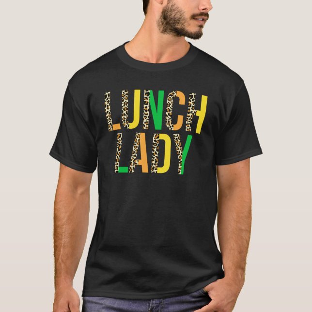 Leopard Lucky Lunch Lady St Patrick's Day Cafeteri T-Shirt (Front)