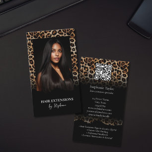 Leopard Luxury Hair Stylist Extensions Wig Photo Business Card