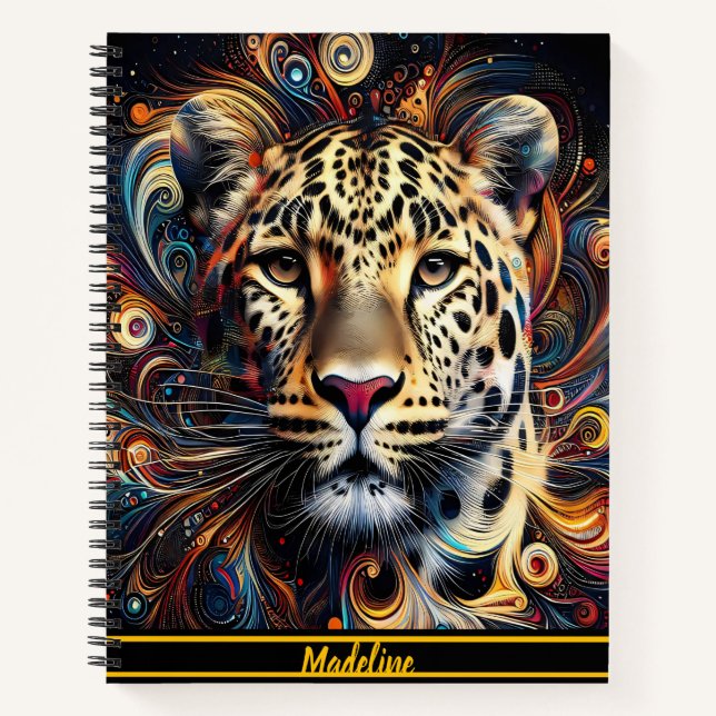 Leopard Magic: Artistic Jungle Atmosphere Notebook (Front)