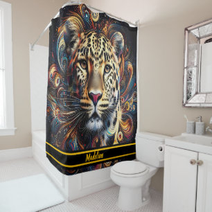 Leopard Magic: Artistic Jungle Atmosphere Shower Curtain