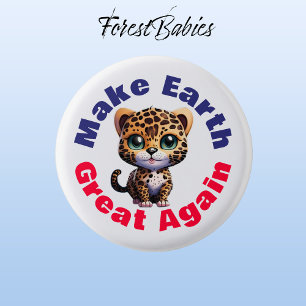 Leopard, Make Earth Great Again Cute Environmental 3 Cm Round Badge