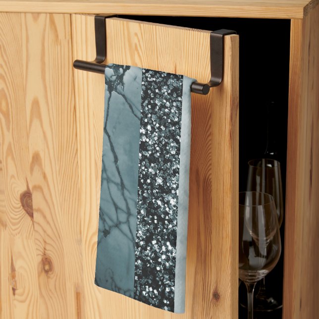 Leopard Marble Glitter Stripes Glam 2 Tea Towel (Thirds Fold)