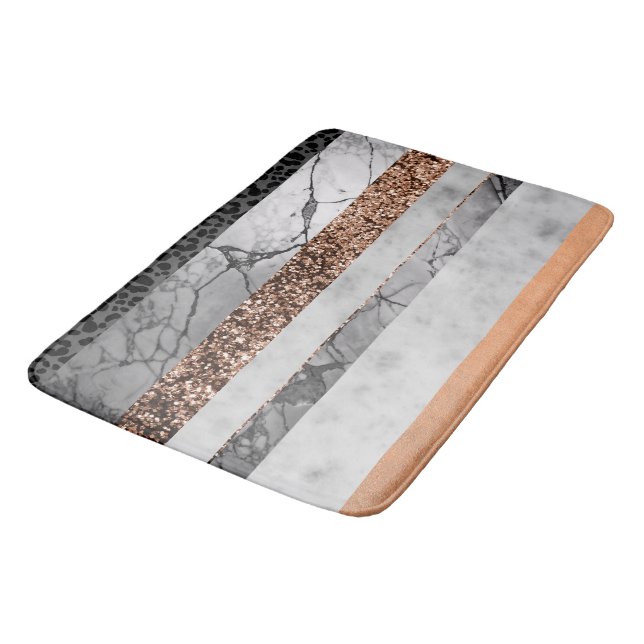 Leopard Marble Glitter Stripes Glam 3 Bath Mat (Angled)
