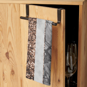 Leopard Marble Glitter Stripes Glam 3 Tea Towel