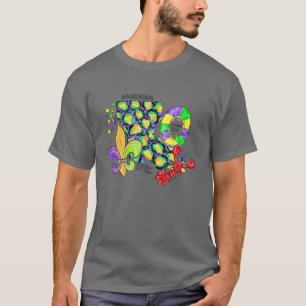 Leopard Mardi Gras Fat Tuesday King Cake Crawfish T-Shirt