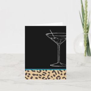 leopard martini birthday card