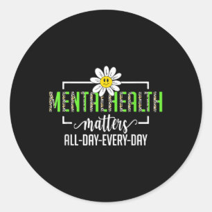 Leopard Mental Health S Human Brain Illness Awaren Classic Round Sticker