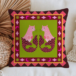 Leopard Mermaids Dopamine Aesthetic Maximalist Cushion