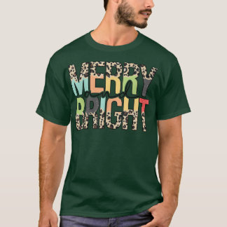 Leopard Merry And Bright Holiday Season Christmas T-Shirt
