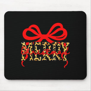 Leopard Merry Christmas Coquette Bow Xmas Holiday  Mouse Mat