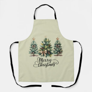 Leopard Merry Christmas Tree Coquette Bow Xmas Apron