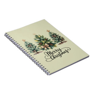 Leopard Merry Christmas Tree Coquette Bow Xmas Notebook
