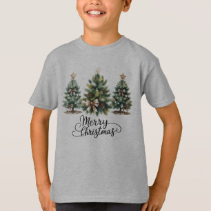 Leopard Merry Christmas Tree Coquette Bow Xmas T-Shirt