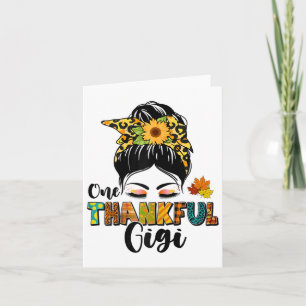 Leopard Messy Bun Fall Thanksgiving Day One Thankf Card