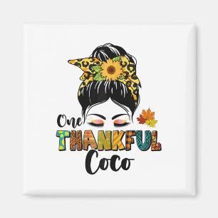 Leopard Messy Bun Fall Thanksgiving Day One Thankf Magnet